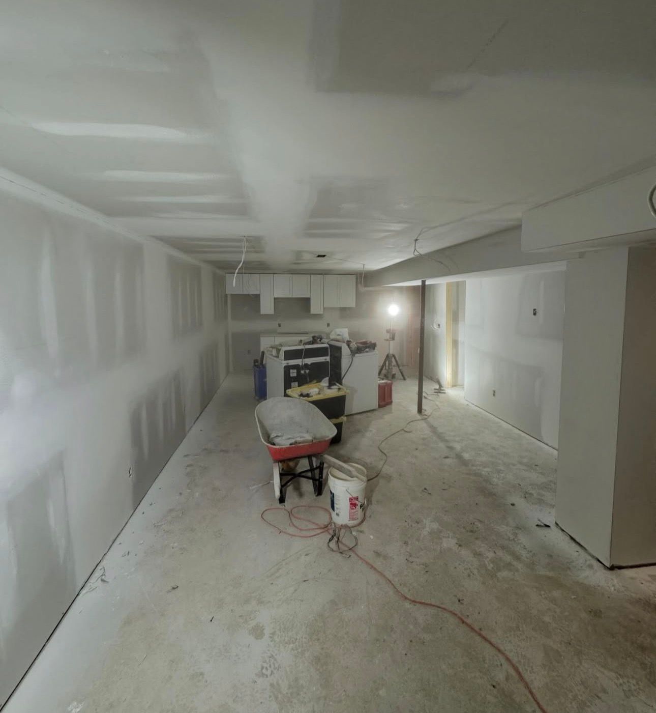 Sanded basement walls ready for primer Mississauga